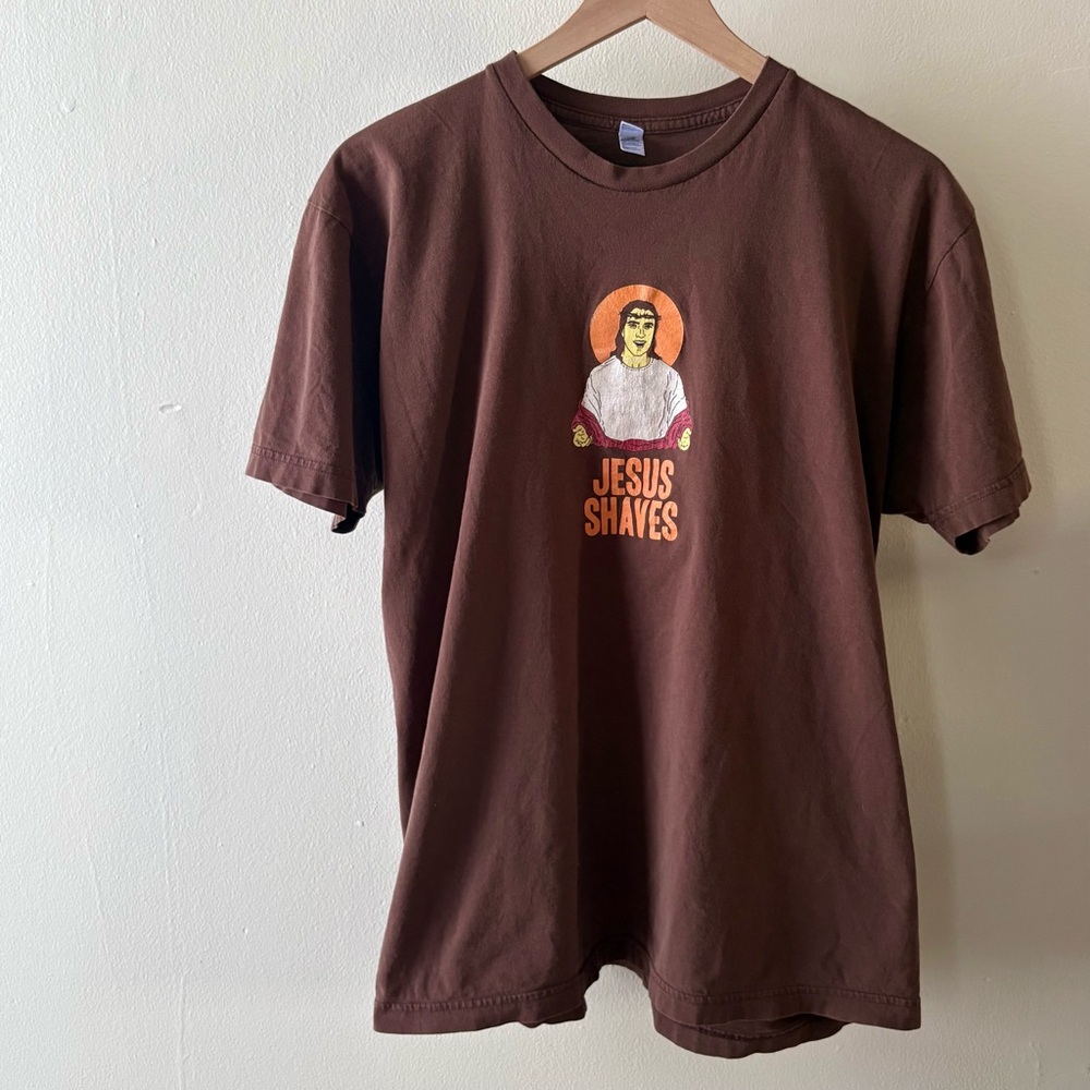 American Apparel Brown Jesus Shaves Tee